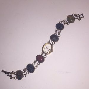 Orvis ⌚️Scarab Carved Stone Watch Golden Stainless